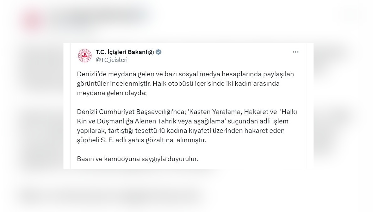 İçişleri Bakanlığı Açıklaması: Denizli'de kavga eden kadınlardan biri gözaltına alındı