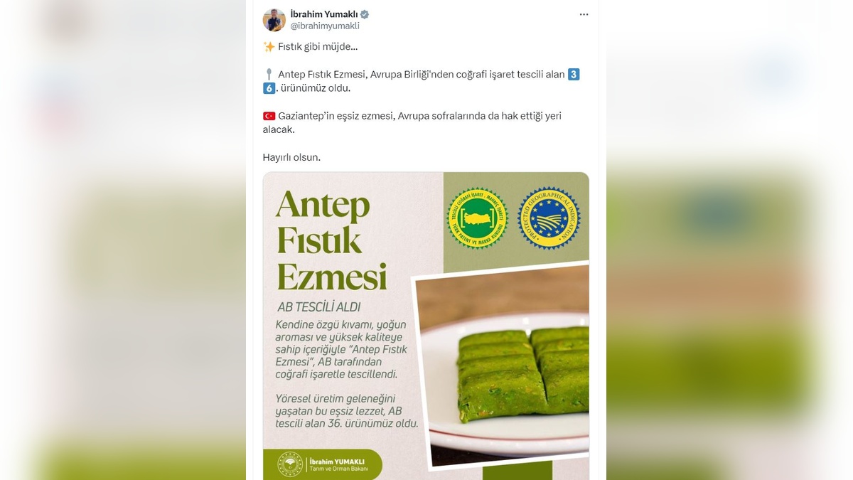 Gaziantep fıstık ezmesi AB'den coğrafi işaret tescili aldı