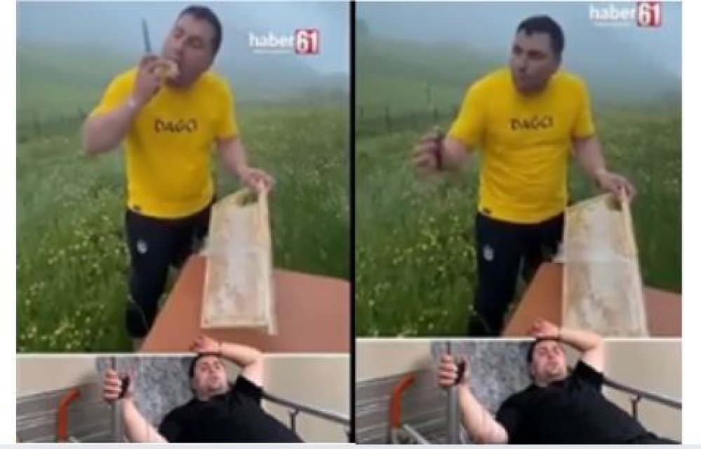 Trabzon'da 'deli bal' yediği anları “Bal mı deli, ben mi?” notuyla paylaşan adamın sonu bakın ne oldu