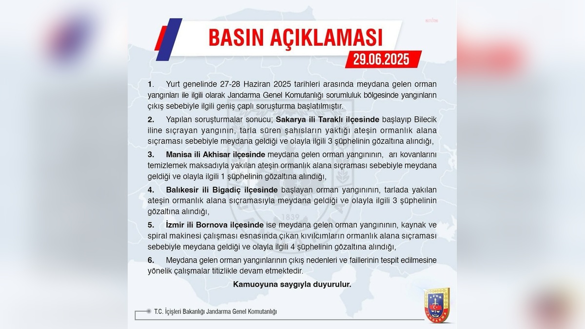 Orman yangınları soruşturması: 11 gözaltı