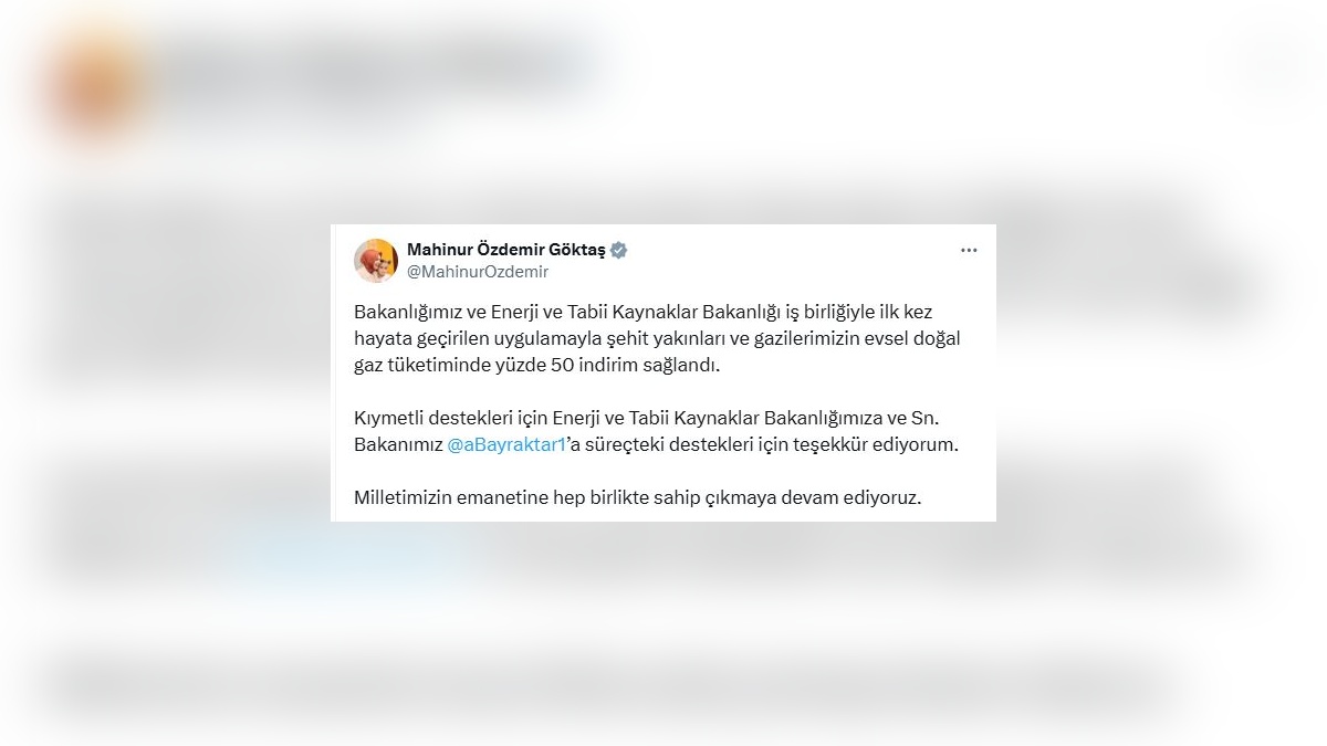 Göktaş: Şehit yakınları ve gaziler doğal gazda yüzde 50 indirimden yararlanacak