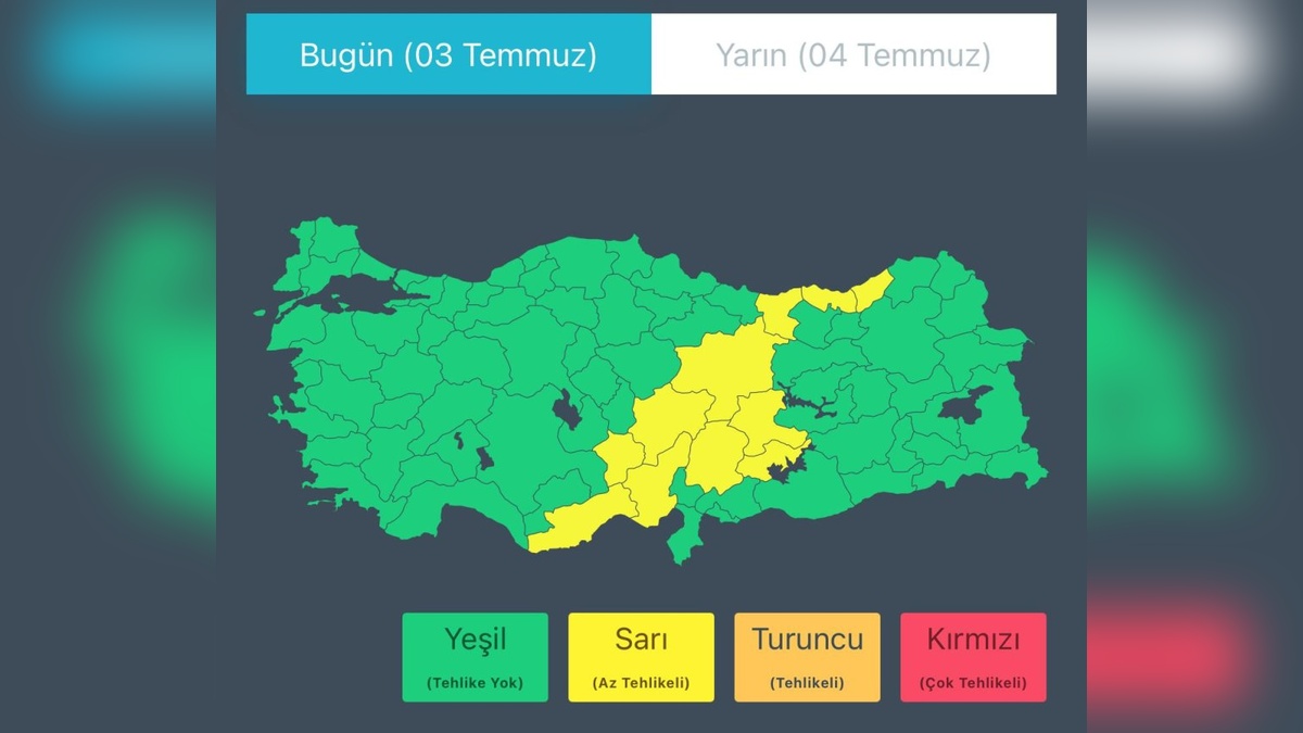 İçişleri Bakanlığı'ndan hava uyarısı: 11 il için sarı, 2 il için turuncu kod