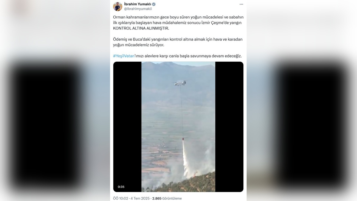 İzmir Çeşme'deki yangın kontrol altında