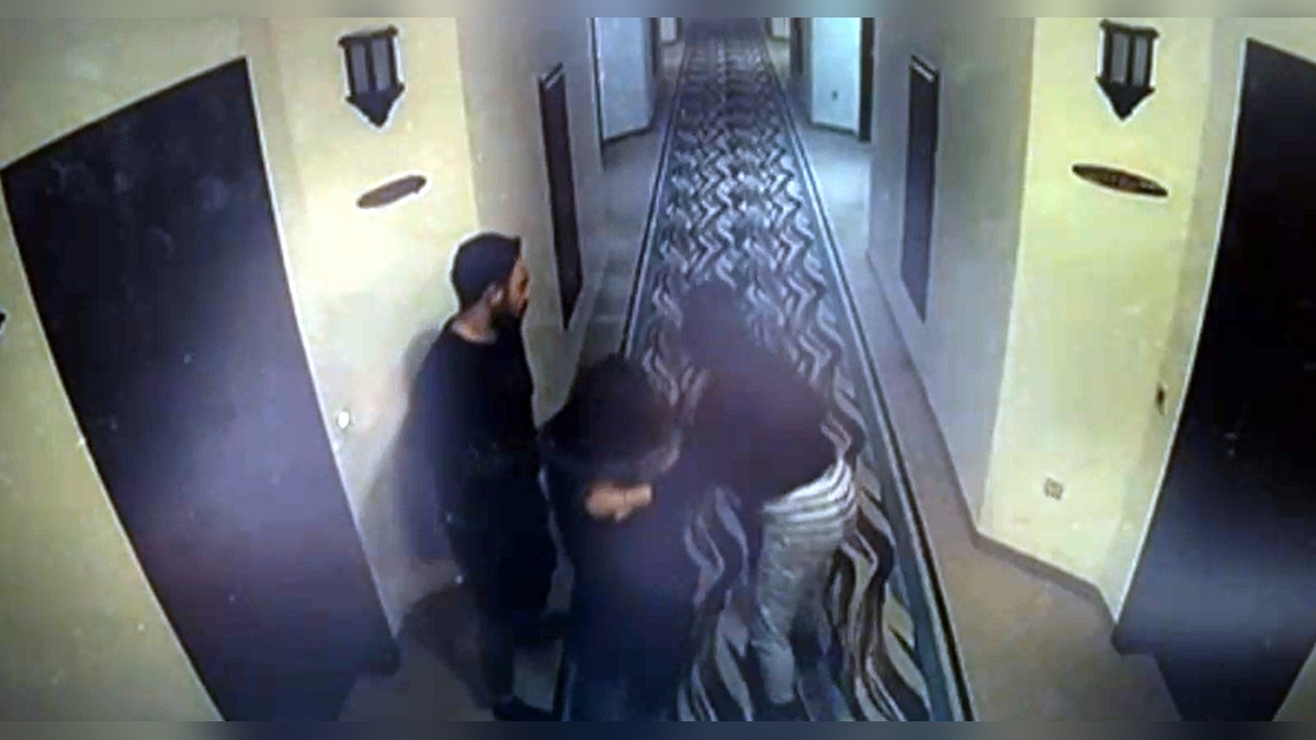 Emir Aras'ın eşi ve çocuğuyla otelden kaçışı güvenlik kamerasında