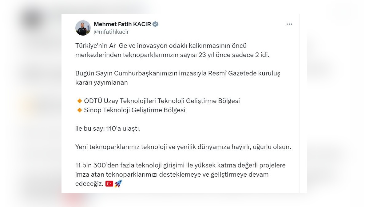 Türkiye'deki teknopark sayısı 110'a ulaştı