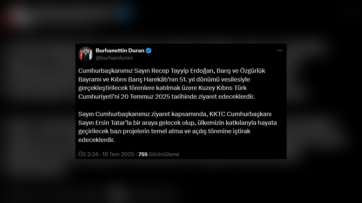 Erdoğan, KKTC'ye gidiyor: Barış ve Özgürlük Bayramı kutlamaları