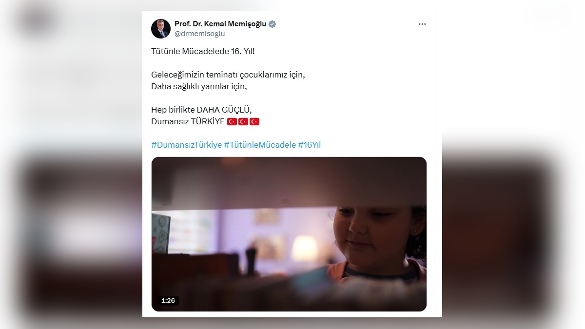 Memişoğlu'ndan 'dumansız Türkiye' mesajı: 16'ncı yıl dönümü kutlaması