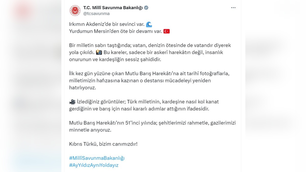MSB, Kıbrıs Barış Harekatı'ndan ilk kez yayınlanan fotoğrafları paylaştı
