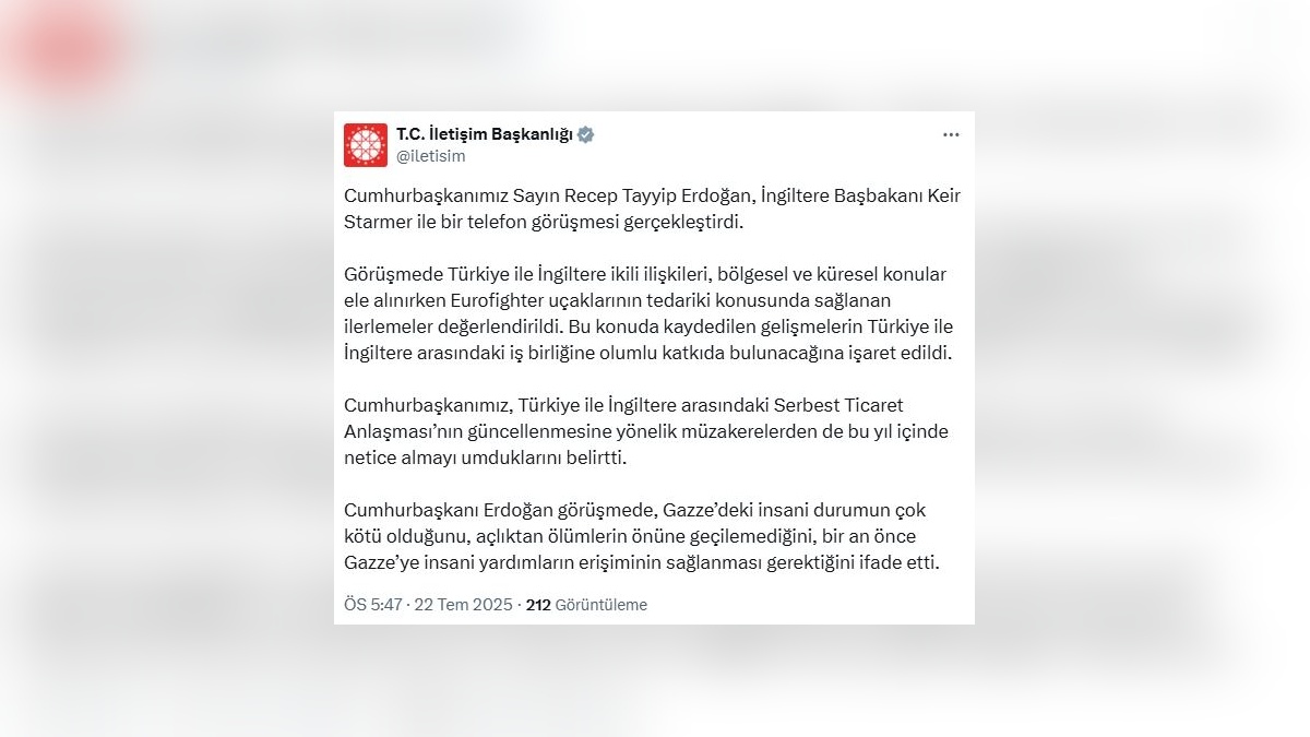 Erdoğan-Starmer görüşmesi: İkili ilişkiler ve Eurofighter uçakları ele alındı
