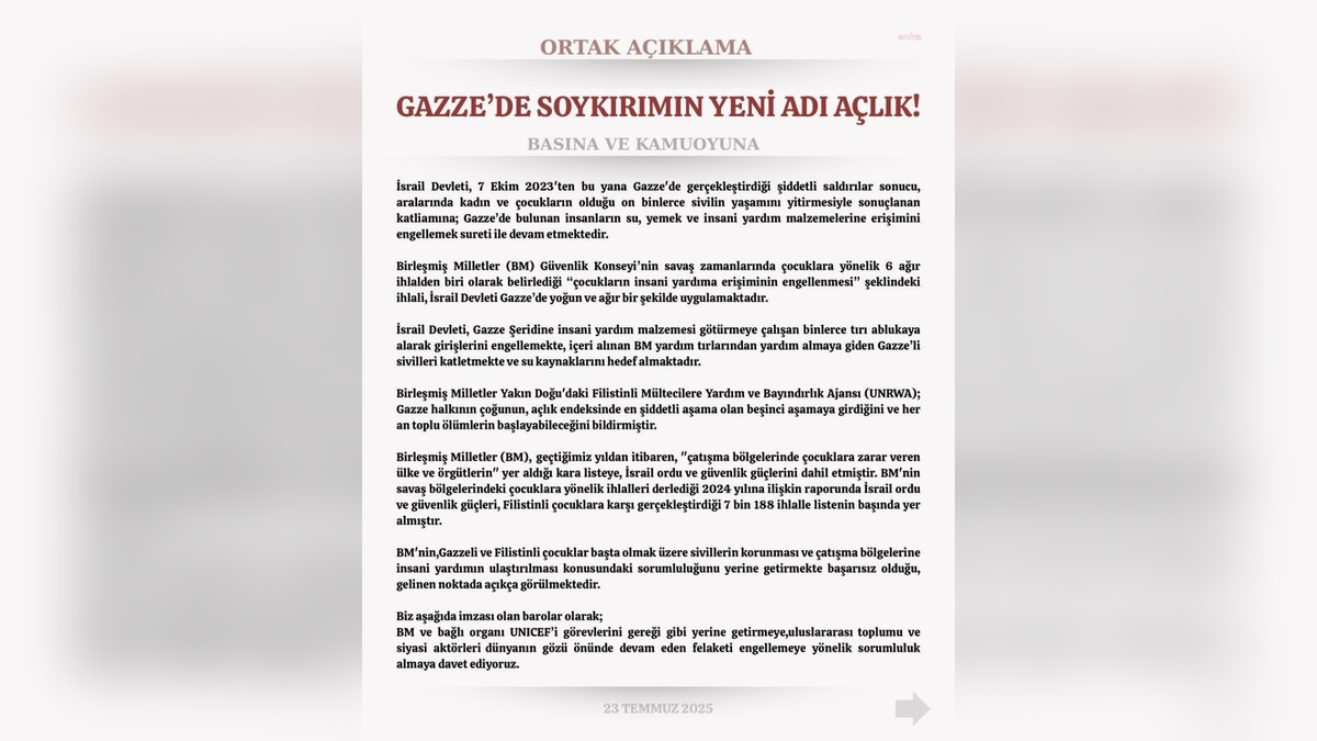 Çok sayıda baro: İsrail'in Gazze saldırıları ve insani yardım engellemesi kınandı
