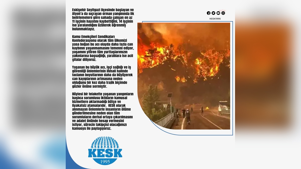 Seyitgazi yangınında 10 işçi hayatını kaybetti: KESK, sorumluların hesap vermesini istedi