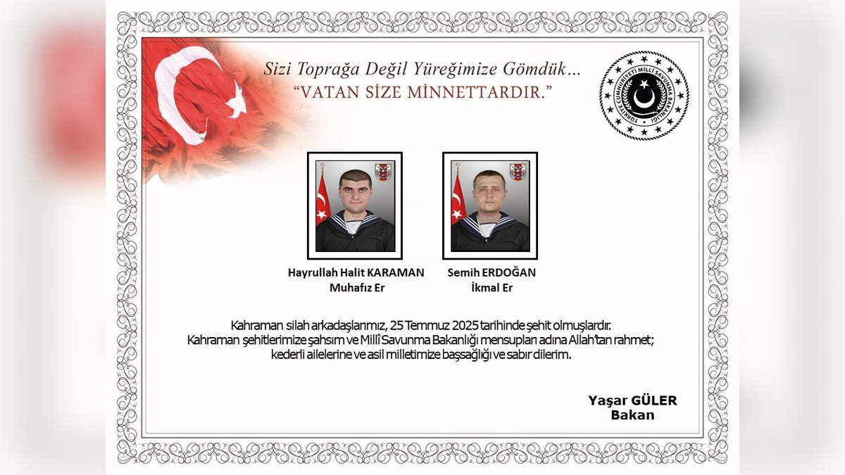 Bakan Güler'den şehit erler için taziye mesajı