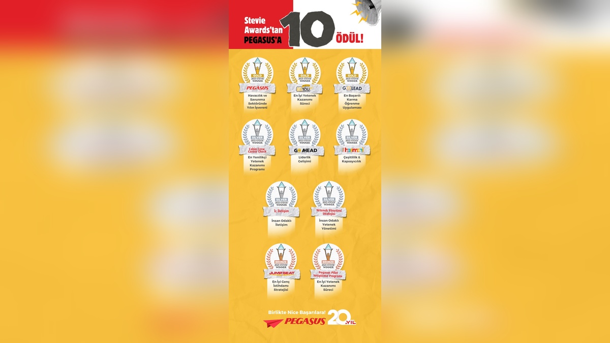 Pegasus Hava Yolları, Stevie Awards'ta 10 ödül kazandı