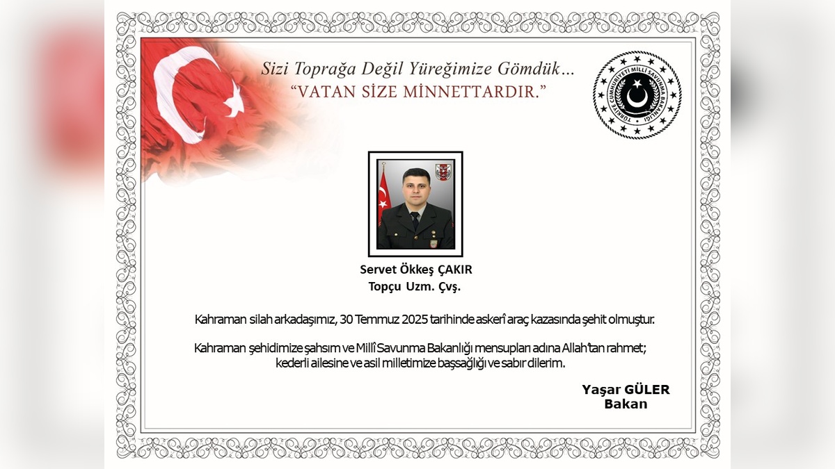 Edirne'de askeri araç kazası: Topçu Uzman Çavuş şehit oldu