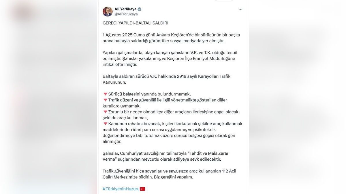 Yerlikaya: Gereği yapıldı