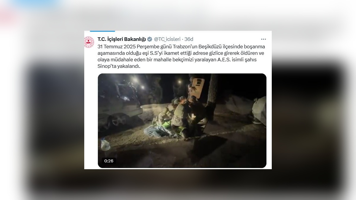 Sinop'ta operasyon: Boşanma aşamasındaki eşini öldüren Ali Eren Somun yakalandı
