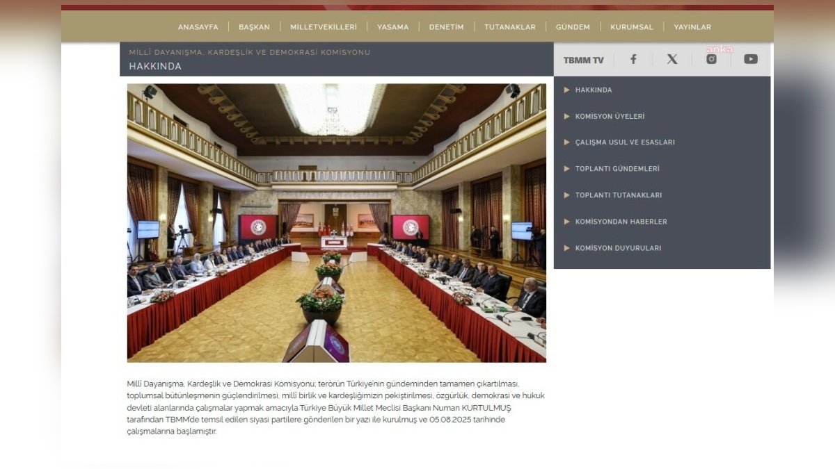 TBMM Milli Dayanışma Komisyonu'nun internet sitesi yayında