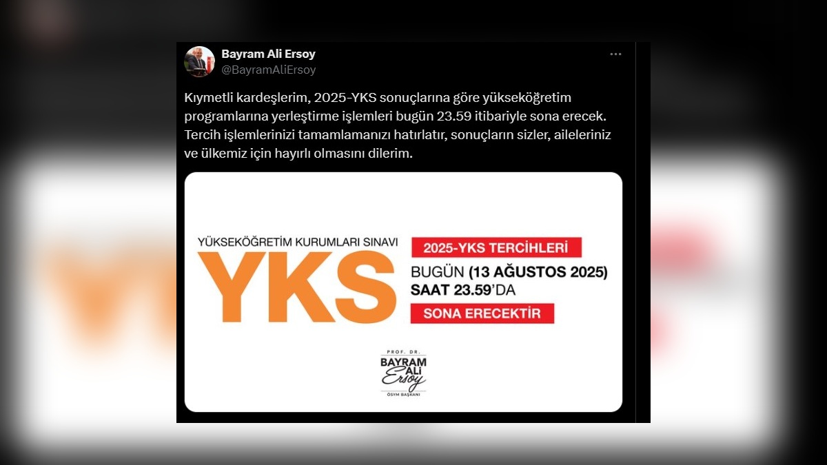 2025-YKS tercihleri bugün sona eriyor