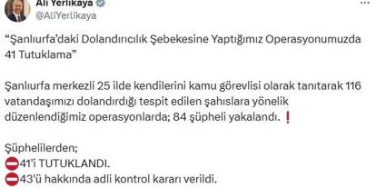 Şanlıurfa Merkezli Dolandırıcılık Operasyonu: 84 Gözaltı, 41 Tutuklama