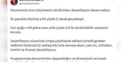 Şimşek: Ekonomimizde ılımlı büyüme ve dezenflasyon sürüyor