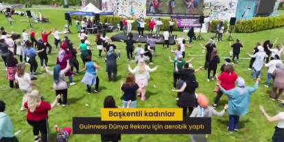 Ankara'da Guinness rekor denemesi: 500'den fazla kadın aynı anda aerobik yaptı