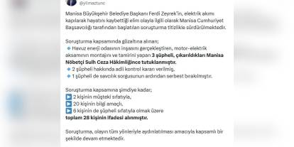 Tunç: Manisa Belediye Başkanı Zeyrek'in ölümüne ilişkin soruşturma sürüyor