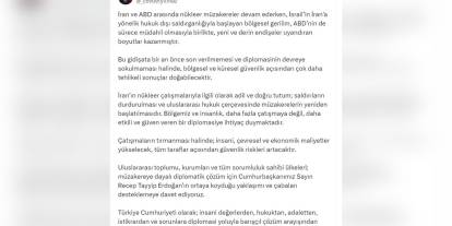 Cevdet Yılmaz: İran'ın nükleer çalışmalarıyla ilgili adil tutum, saldırıların durdurulması ve müzakerelerin yeniden başlamasıdır