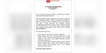 Beyoğlu'nda gösteri yasağı: 29 Haziran'da Taksim ve çevresi trafiğe kapatılacak