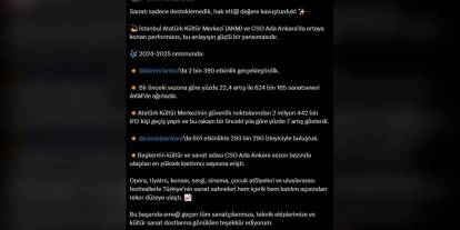 Ersoy: AKM'de 2 bin 390, CSO Ada Ankara'da 651 etkinlik gerçekleştirildi