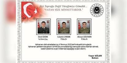 Pençe-Kilit Harekatı'nda metan gazından şehit olan 3 askerin kimliği açıklandı