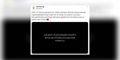 AK Parti'den 15 Temmuz mesajı: 'O gece gövdesini siper eden her bir yürek, bu vatanın onurudur'