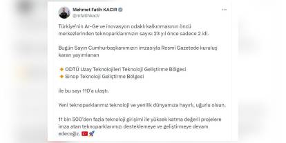 Türkiye'deki teknopark sayısı 110'a ulaştı