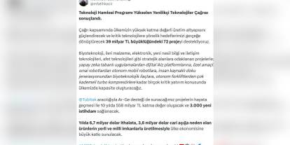 Kacır'dan 39 milyar TL'lik teknoloji yatırımı açıklaması