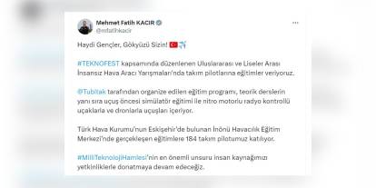 Kacır: TEKNOFEST İHA yarışması pilotlarına eğitim veriliyor