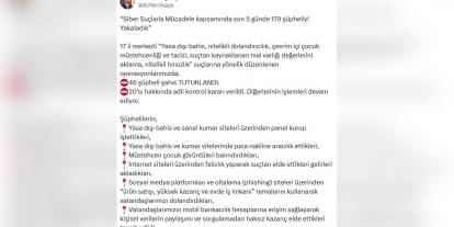 İçişleri Bakanı Yerlikaya: 17 ilde 179 şüpheli gözaltına alındı