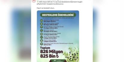Tarım Bakanlığı: 826 milyon TL çiftçi desteği hesaplara geçti