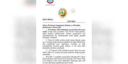 Yalova'da ormanlara giriş yasaklandı