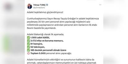 Adalet Bakanlığı 5 bin personel alacak