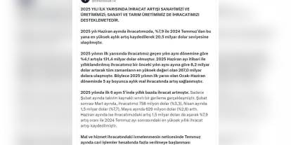 Bolat: Haziran'da ihracat 20,5 milyar dolara ulaştı