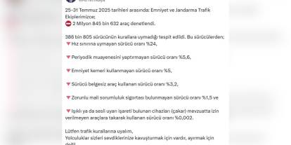 Yerlikaya: 2 milyon 845 bin 632 araç denetlendi, 386 bin 805 sürücü kural ihlali yaptı