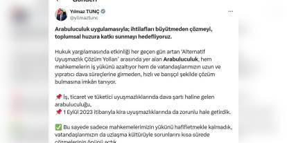 Tunç: 271 bin vatandaş arabuluculukla sorununu çözdü