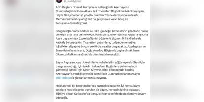 Cevdet Yılmaz: Azerbaycan-Ermenistan barış deklarasyonunu memnuniyetle karşılıyoruz