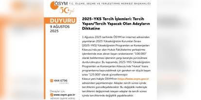ÖSYM, YKS tercih kılavuzunu güncelledi: Hukuk fakültesi barajı 125 bin oldu