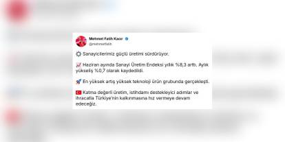 Sanayi üretimi haziran'da yüzde 8,3 arttı