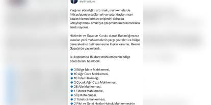 Adalet Bakanı Tunç: 15 idare mahkemesinin bölge dereceleri belirlendi